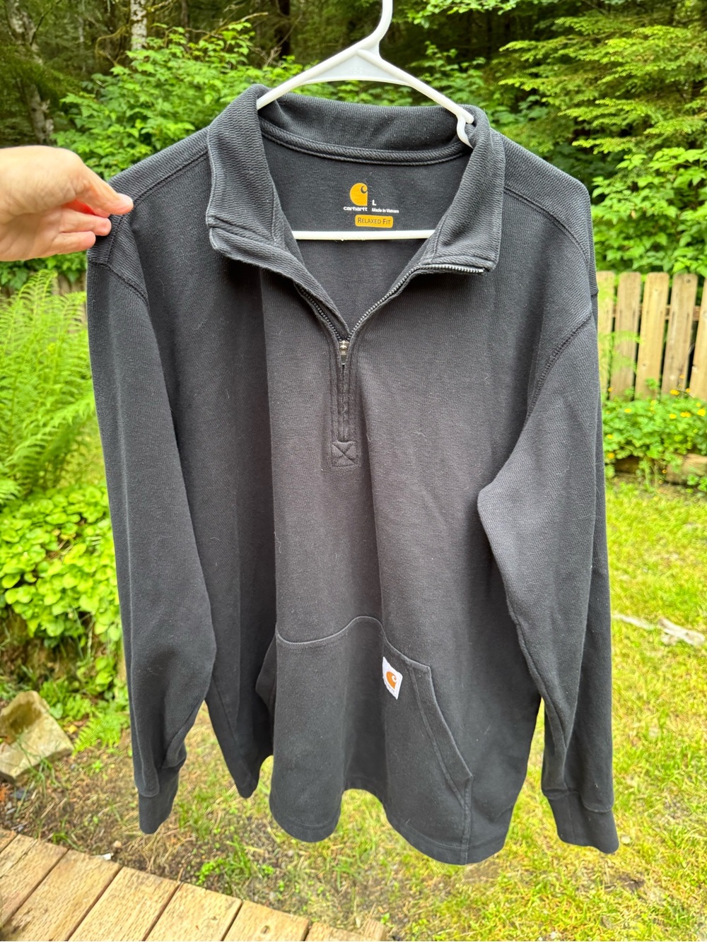 Carhartt black 1/4 zip  Sweatshirt with Yellow Logo